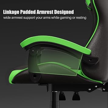 Bigzzia Ergonomic Gaming Chair 90-135°Backrest Gaming Chair Green