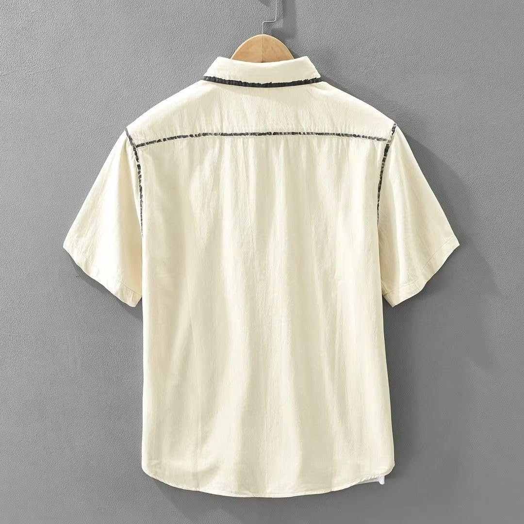 Camicetta da Uomo Stampata con Colletto abbattuto, Top Leggero Casual per cene Eleganti estive