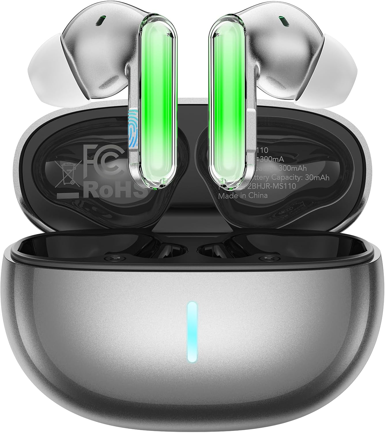 MS110 Wireless Ear Buds,40h Playtime Earbuds with Ai Translation Earbuds Real Time, 6.0 Bluetooth Earbuds,IPX5 Waterproof & Active Noise Cancelling Earphones for Phones/Meeting/Travel/Learning /Sports