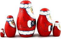 Vista 6 de Matryoshka Matreska Babuska Ruso Nesting Muñeca de madera Santa Claus Matrioshka 5 Pcs Apilamiento Pintado a mano Anidado Artesanía Matrioska