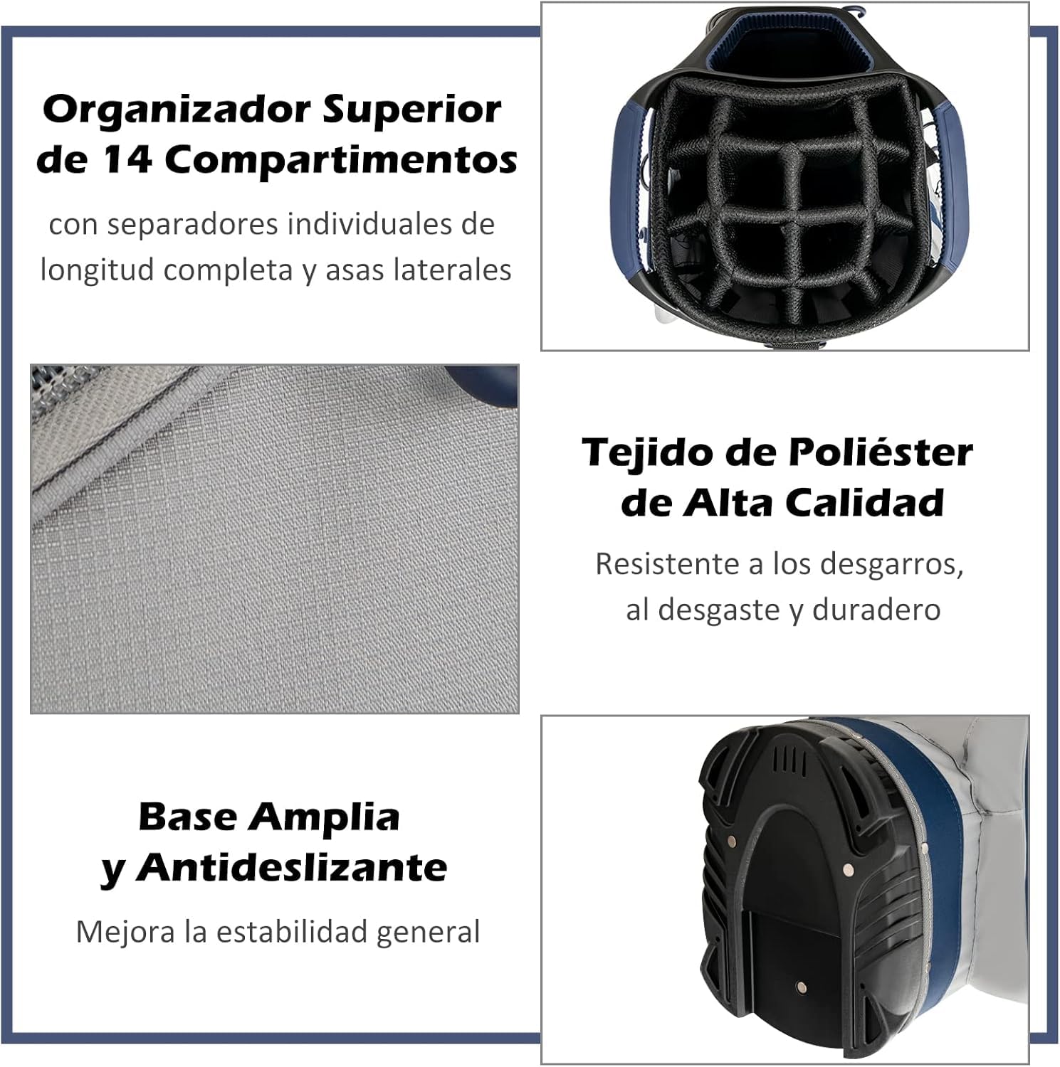 GOPLUS Bolsa de Golf con 14 Compartimentos Superiores, Bolsa para Palos Ligera con 7 Bolsillos con Cremallera, Capucha para Lluvia, Soporte de Golf Portátil con Asa y Correa para Adultos Unisex