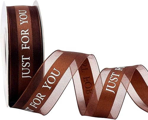 Cinta de San Valentín de gasa marrón de 1 pulgada, cinta para envolver regalos, fiestas de vacaciones, decoraciones de boda, cinta de regalo de 22