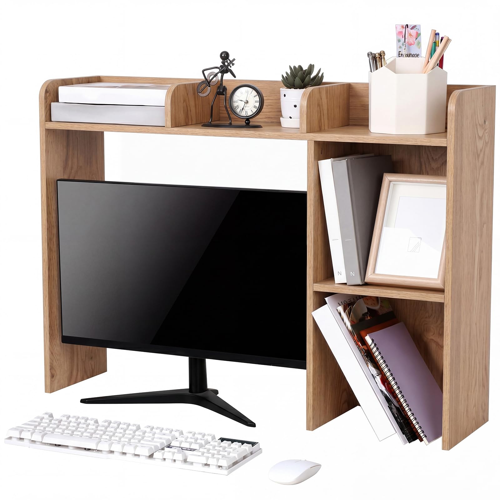 Photo 1 of Briwooody Dorm Desk Bookshelf 32.5 x 23.5 x 8 Inch Natural