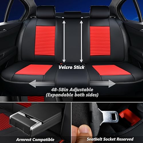 Miniatura 6 de Coverado Juego completo de fundas de asiento de automóvil, fundas de asiento de cuero para automóviles, protectores impermeables de asiento de