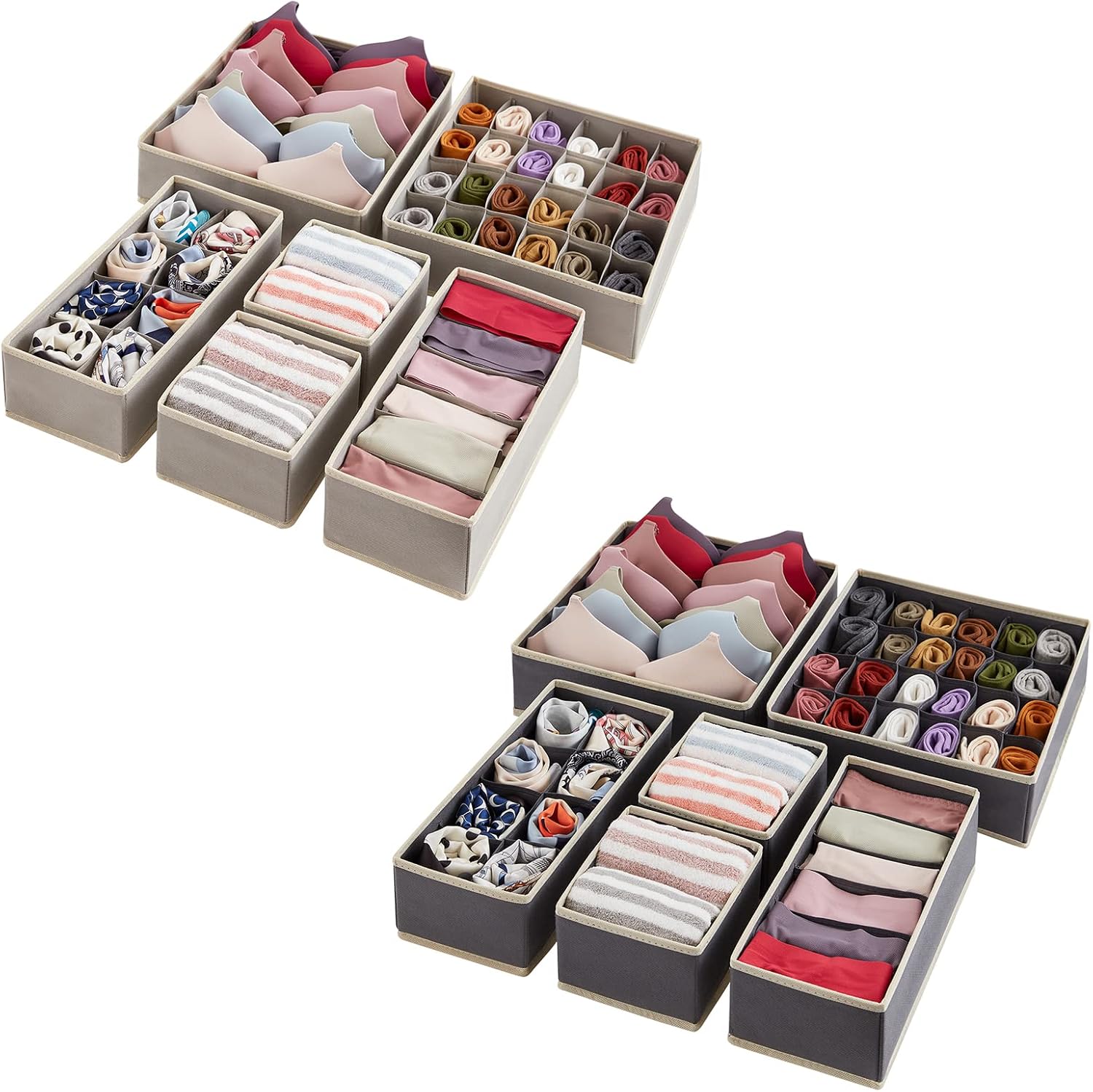 Lifewit 6 PCS Drawer Underwear Organizers (Grey), Bundle