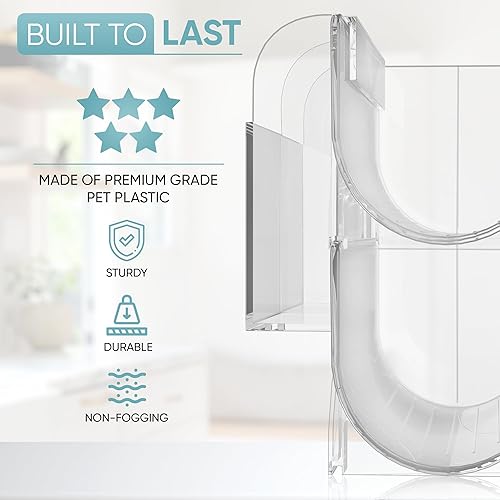 Miniatura 6 de Jeani Organizador de botellas de agua de acrílico de 2 niveles, estante apilable para almacenamiento de botellas de agua con contenedor lateral