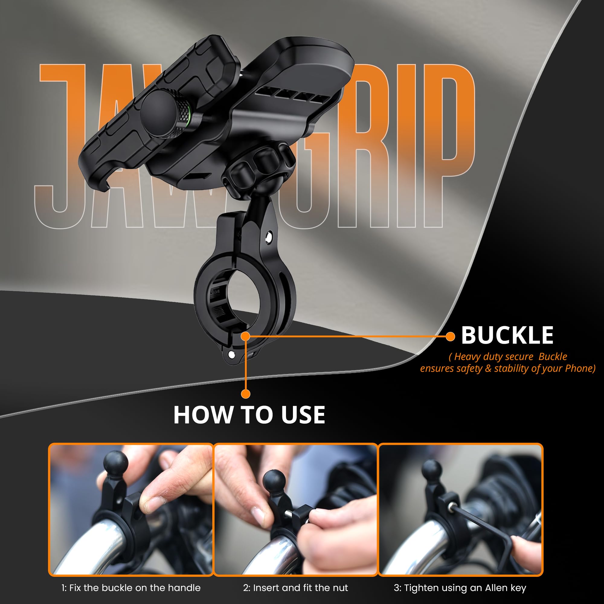 Bike Phone Mount - 360 Rotation Jaw Grip -2