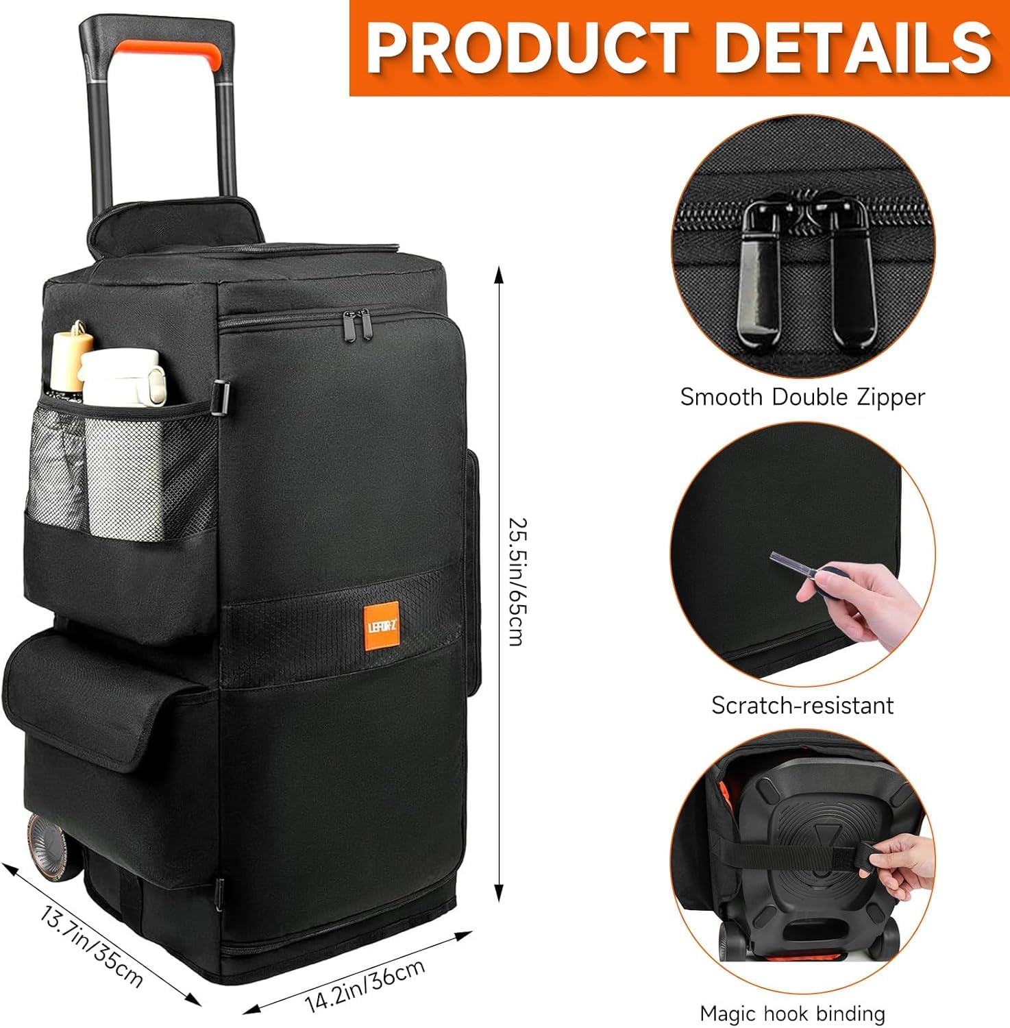 Funda para altavoz compatible con JBL PartyBox 320, bolsa de almacenamiento portátil para altavoz JBL PartyBox 310 para viajes al aire libre, negro y naranja, solo funda