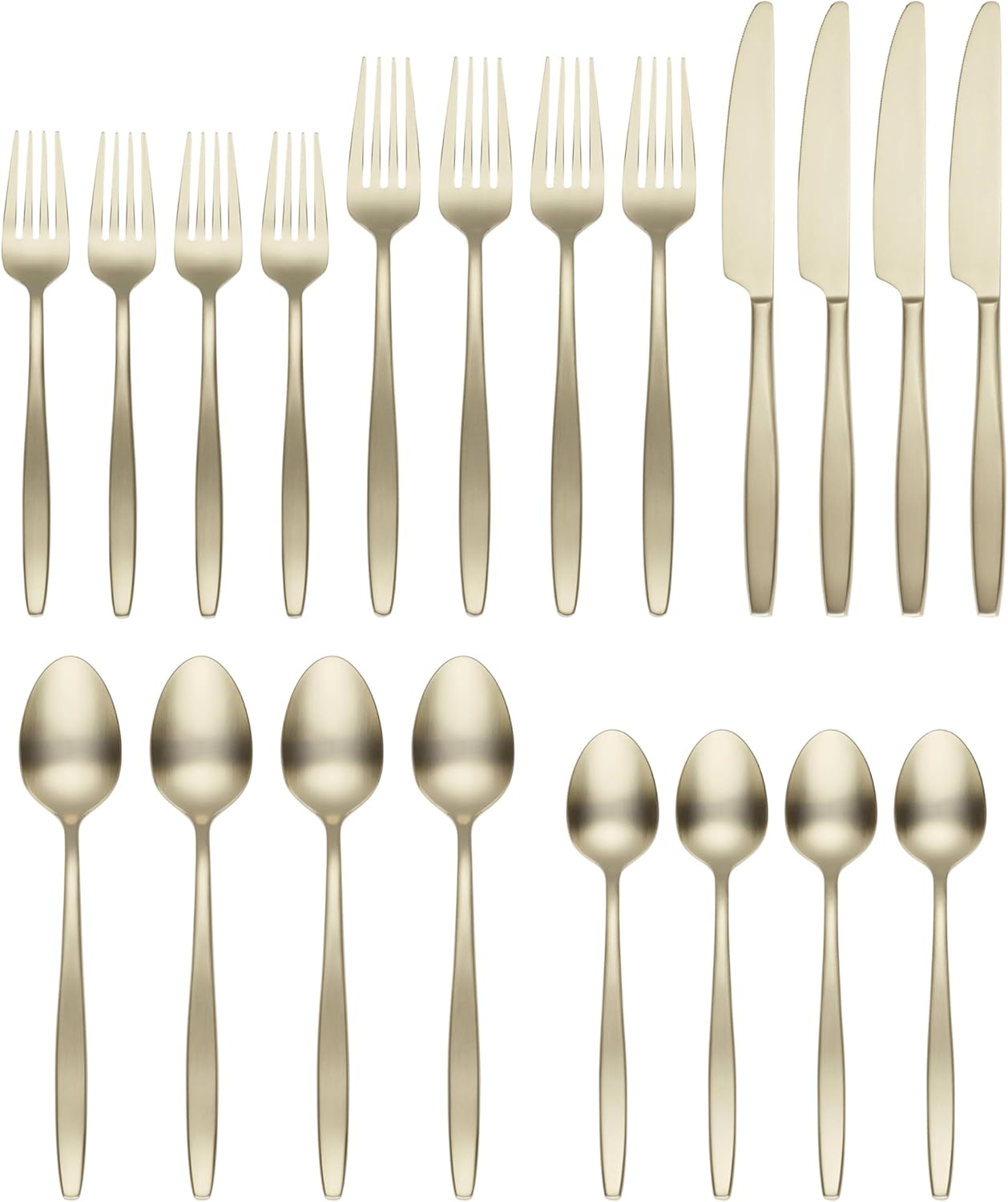 Cambridge Silversmiths Nylah Champagne Satin 20-Piece Flatware Set, Service for 4