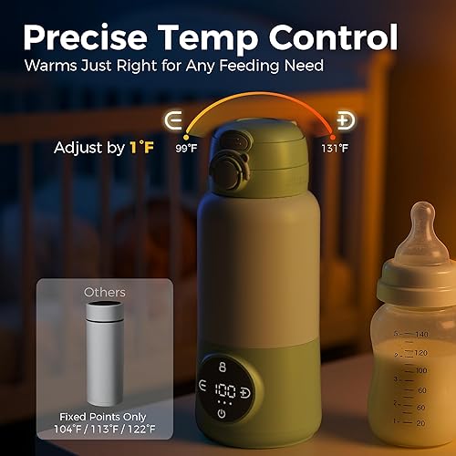 Miniatura 4 de Calentador de biberones portátil para viajes, calentador de biberones de 15 onzas con calentamiento rápido, batería de 12000 mAh y cargador rápido,