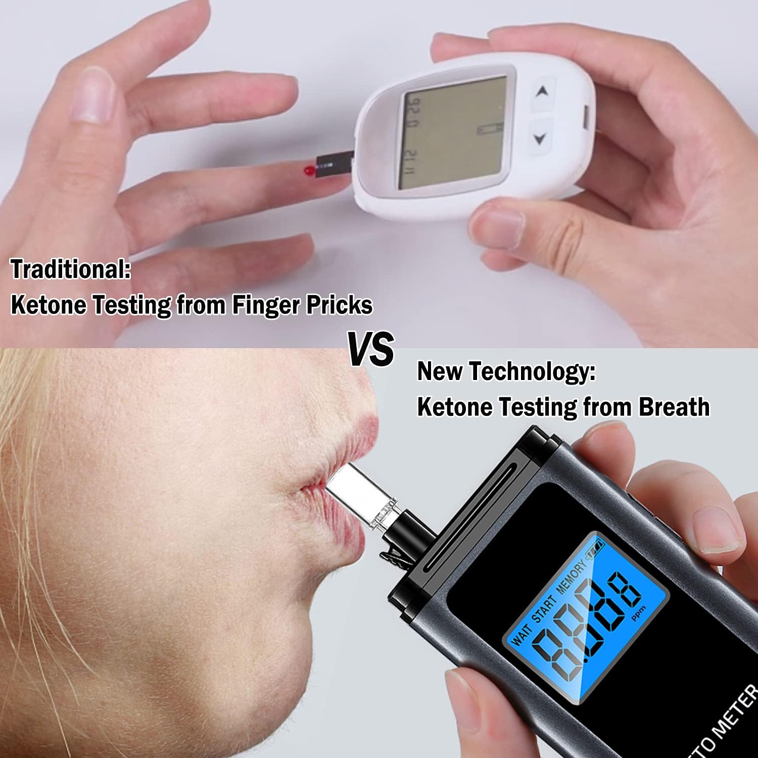 Ketone Breath Analyzer Rechargeable Ketone Breath Meter with 10 Mouthpiece for Ketogenic Diet Testing : Health & Household