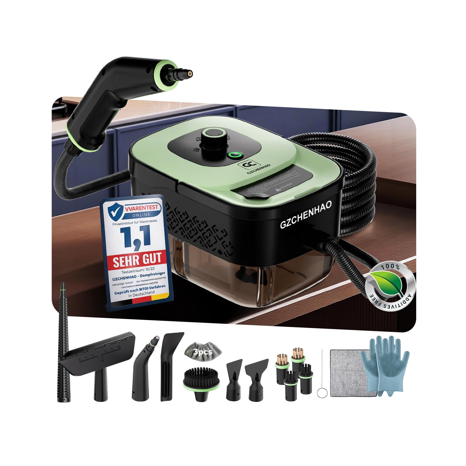 18-IN-1 Dampfreiniger Handgerät【99,99% Keimreduktion-Führende Deutsche SPJ Technik】【9s Turbo-Dampf-Intelligent Turbo Steam System】Dampfreiniger für Alles,Dampfbesen für Boden, Küche etc.