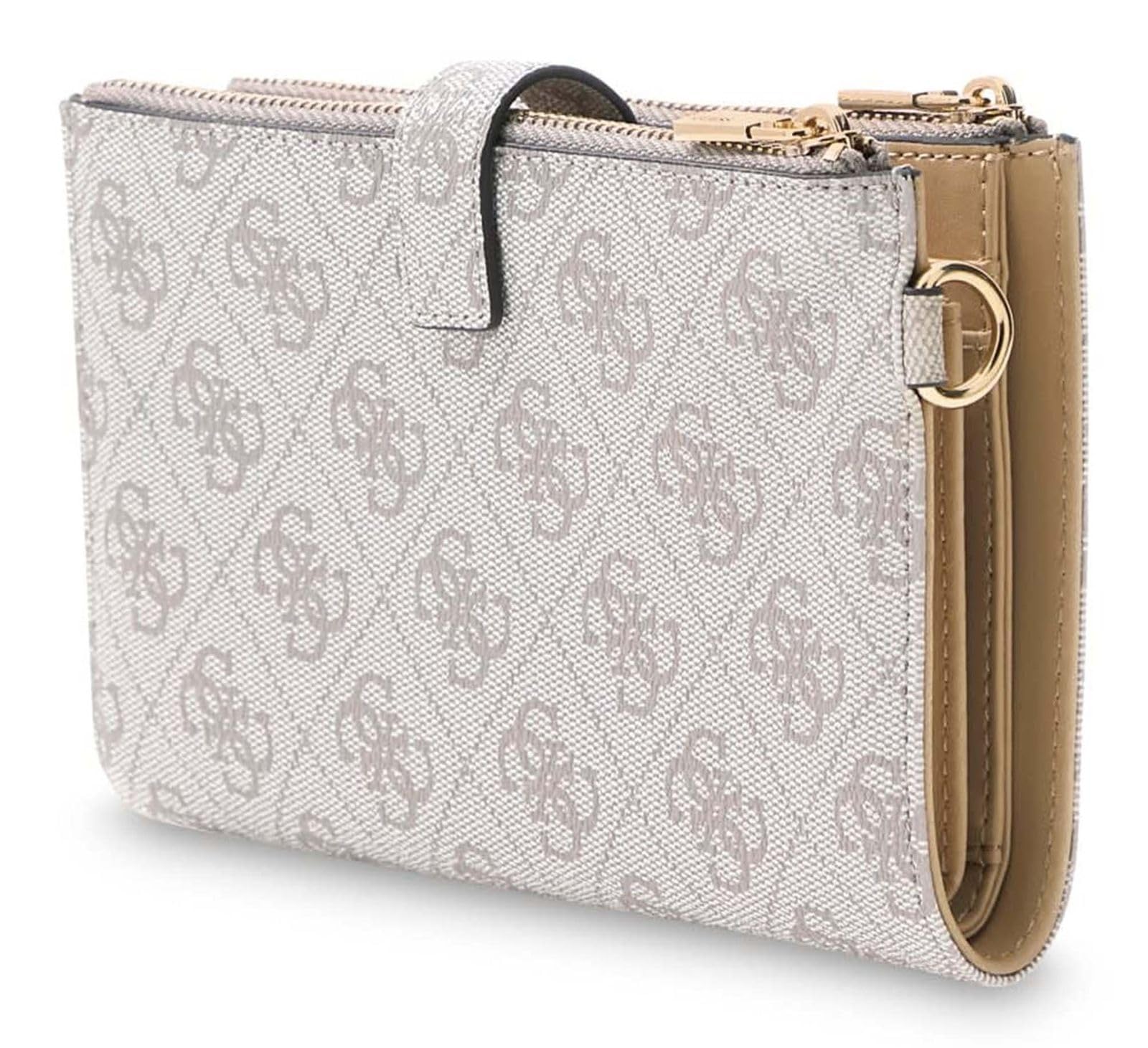 GUESS portafoglio Laurel II SLG Double Zip Organizer Dark Taupe Logo grigio talpa