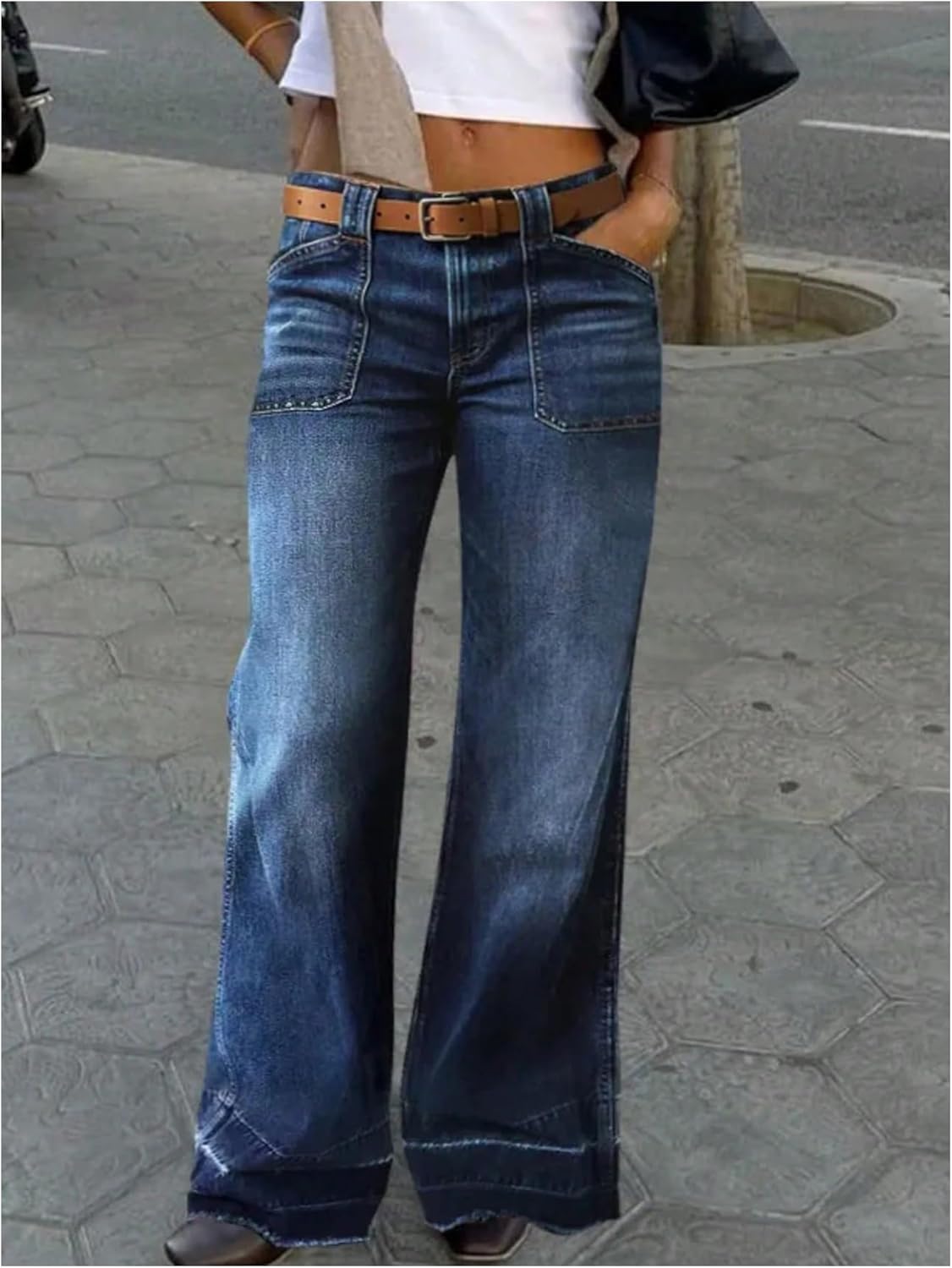 GORGLITTER Women's Baggy Jeans Low Rise Boyfriends Wide Leg Denim Pants - Image 4