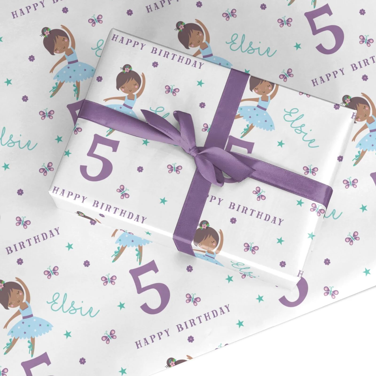 Personalised Ballerina Wrapping Paper – Custom Gift Wrap for Girls with Name & Age – Recyclable Birthday Paper for Kids, Women & Ballet Fans - Large Roll (50cm x 3.6m)