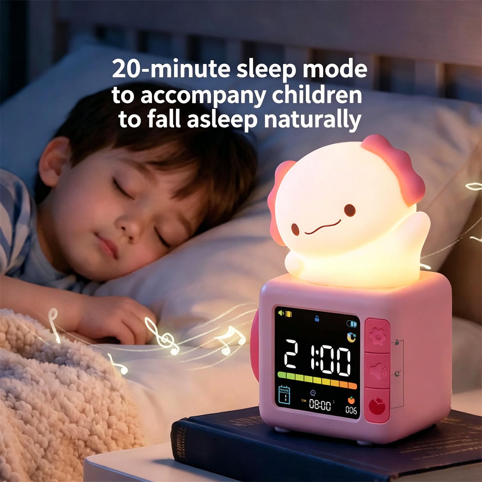 PANGBOER Sveglia Multifunzionale con Timer Pomodoro Rumori Compagno Sonno Luce Notturna Morbida per Comodino Camera da Letto Orologio con Luce Notturna