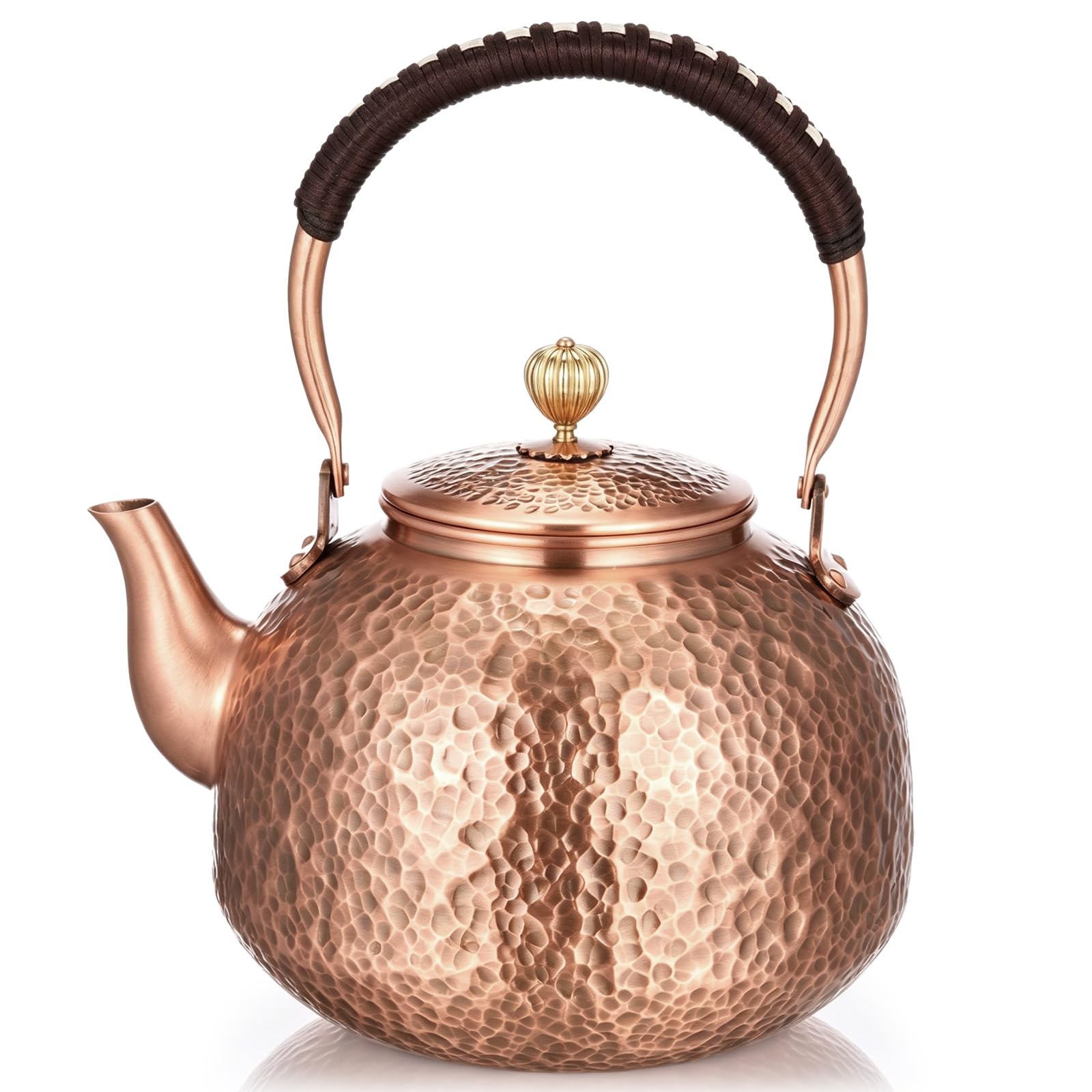 Handmade Hammered Copper Tea Kettle for Stove Top, 2200 Ml/ 2.3 Qt