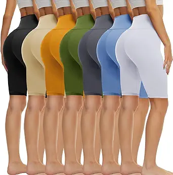 TNNZEET 7 Pack Biker Shorts for Women - 5''/8''/3'' High Waisted Workout Tummy Control Spandex Gym Shorts for Yoga Athletic