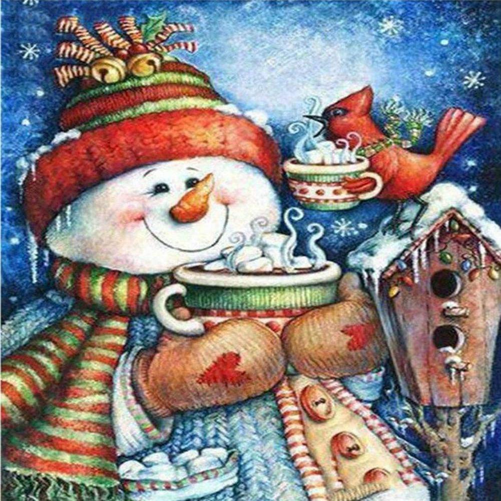 Bonhomme de neige de Noël à faire soi-même - Kit de broderie diamant 5D - Pour décoration de salon, 60x80CM