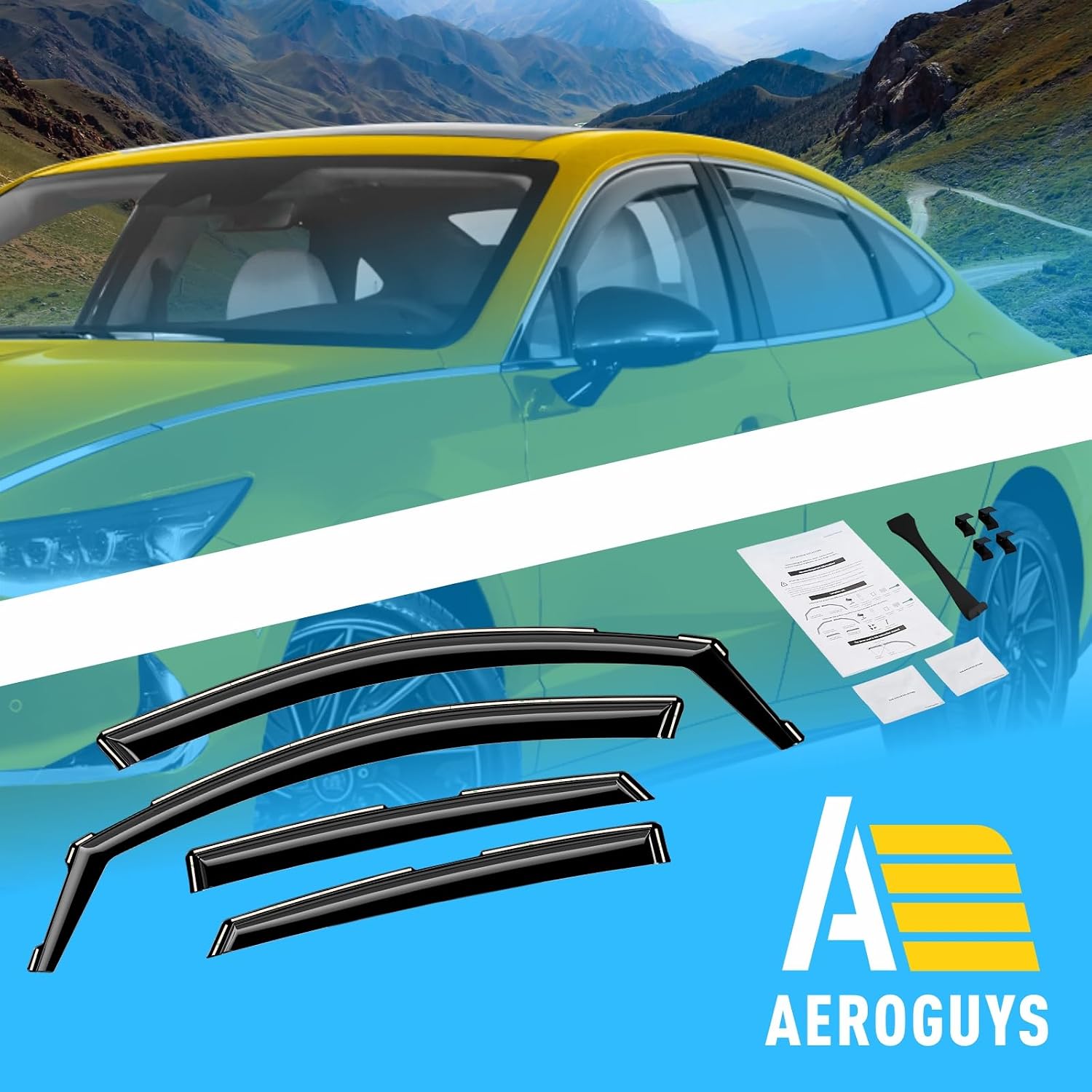 Extra Durable Window Deflectors in-Channel Window Visors Rain Guards Fit for Hyundai Sonata 2020-2026, Sun Visors, Wind Vent for Shades, Exterior Car Accessories - 4pcs. AG0802