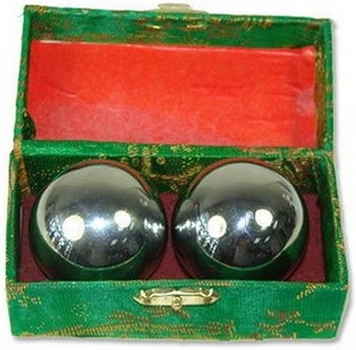 Vista 2 de JapanBargain chino Salud Ejercicio de mano antiestrés Baoding Bolas, Plateado