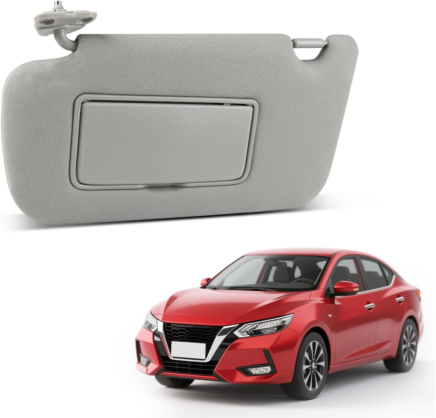 Sun Visor Driver Side for Nissan Sentra 2013-2019,Without Light, Left Side Sunvisor with Mirror, Gray, Replacement#96401-3SG8A