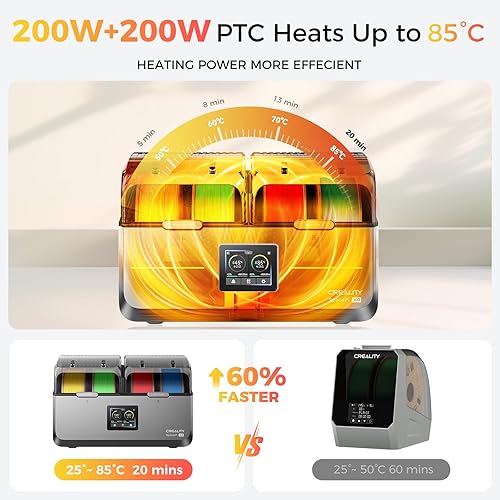 Miniatura 3 de Secador de filamento oficial Creality con 4 carretes para regalos de Navidad, caja de almacenamiento de filamento Space Pi X4, temperatura máxima de