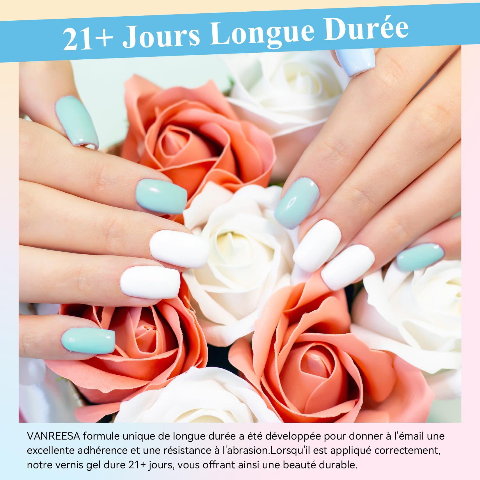 VANREESA Kit Vernis Semi Permanent, 55 Couleurs 60Pcs Vernis Semi Permanent Kit Ongle Gel UV Complet avec Base Top Coat Mat, Cadeau pour Femmes