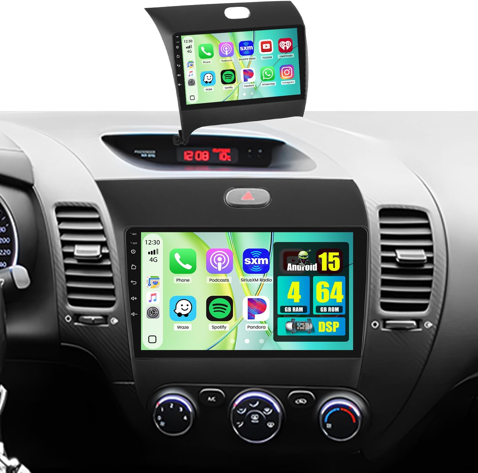 [DSP 4+64G] Android 15 Car Stereo for KIA Cerato K3 Forte 2013-2018, Hikity 10'' Touchscreen KIA Radio Wireless Carplay Android Auto FM/RDS/32EQ Bluetooth 5G WiFi Mirror Link GPS/SWC Backup Cam+Mic