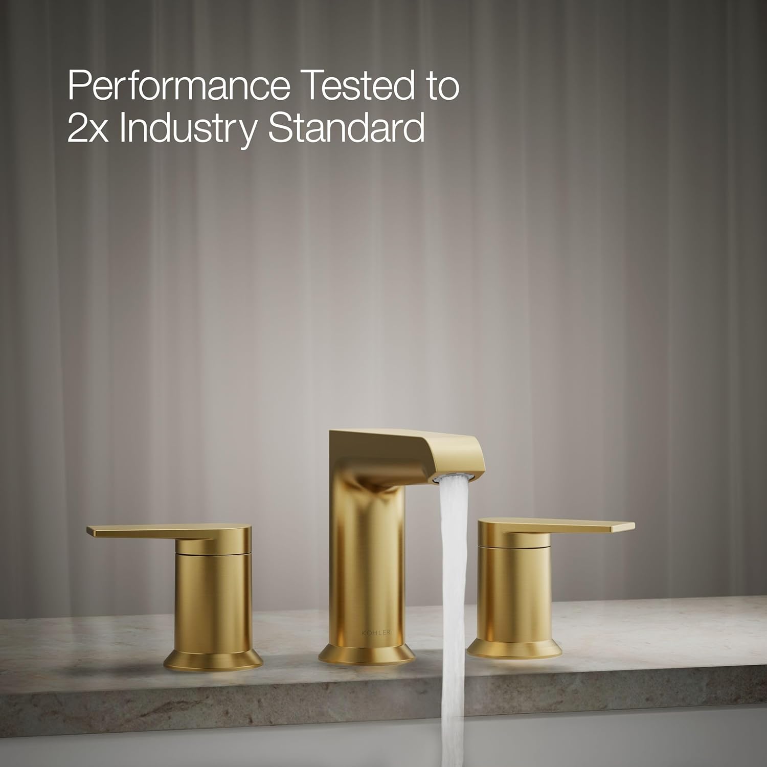 KOHLER K-T25740-4-2MB Hint Two-Handle Deck-Mount Bath Faucet Trim, 10.0 GPM, Minimalist Design, Corrosion Resistant, Vibrant Brushed Moderne Brass