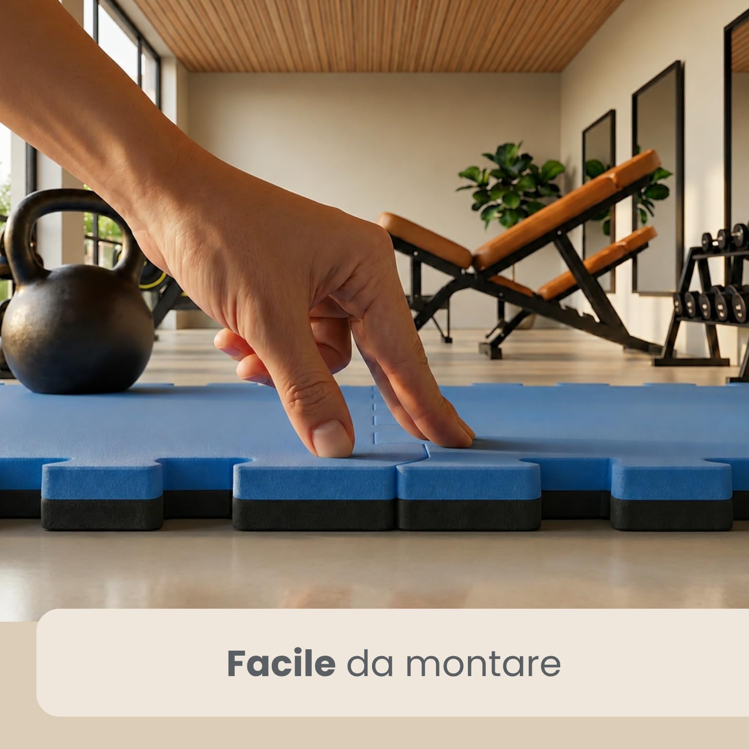 eyepower Extra Spesso: 2,4mq Tappeto Palestra 2,5 cm - Set di 3 Tappetini per Fitness 90x90 Pavimento ad Incastro Tappeto Fitness Puzzle EVA Tappetino Squat Tappeto per Cyclette Tappeto Sport Gym Mat