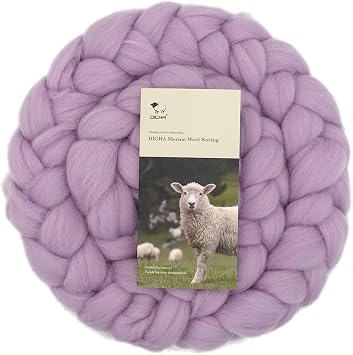 DICHA Merino Wool Roving 5oz 100% Natural Wool Top for Felting, Spinning, Needle Felting, Wet Felting, DIY Crafts Dusty Pink