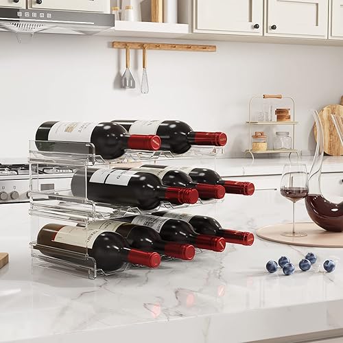 Miniatura 9 de Lifewit Organizador apilable de botellas de agua para gabinete, soporte de plástico para botellas y vasos de hasta 3.8 pulgadas de diámetro,