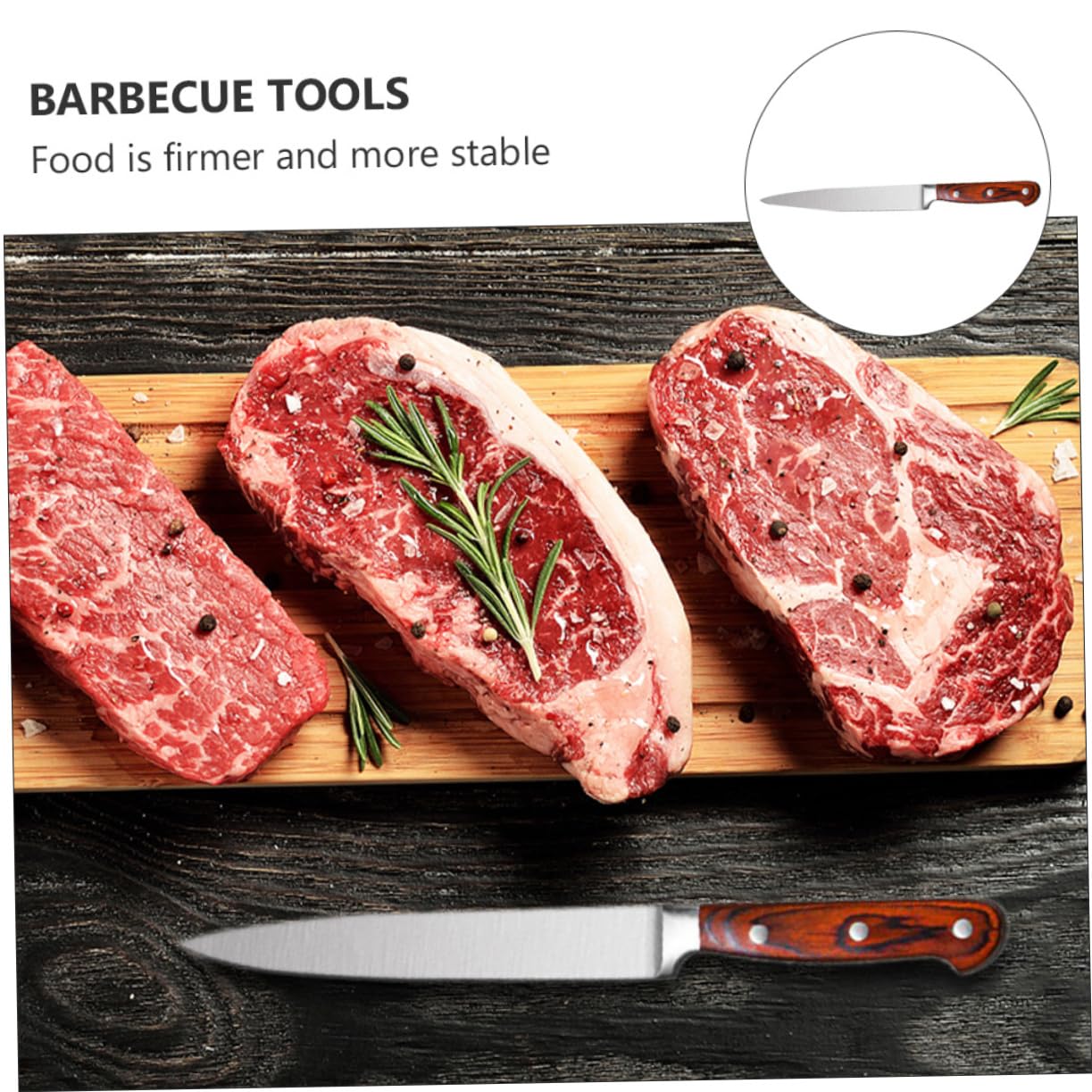 BESPORTBLE Cuchillo y Tenedor para Barbacoa Herramientas De Acero Inoxidable Mango De Madera para Outdoor Carne Parrillas Cortador y Tenedor para Carne De Cerdo Oveja