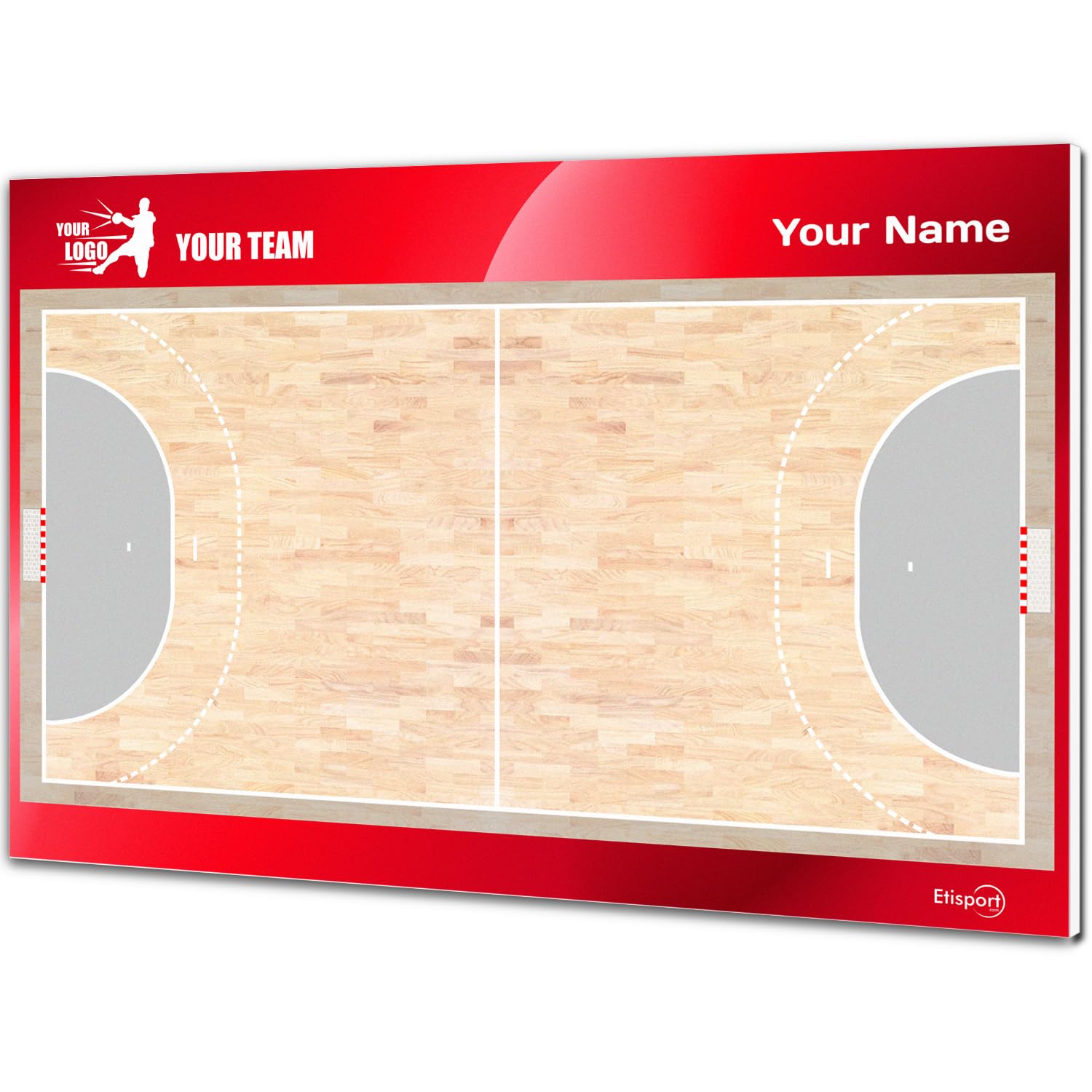 Pizarra táctica Balonmano para Entrenador Personalizada con Nombre y Escudo del Club. Tablero de borrado en seco 30,5 x 20,5cm