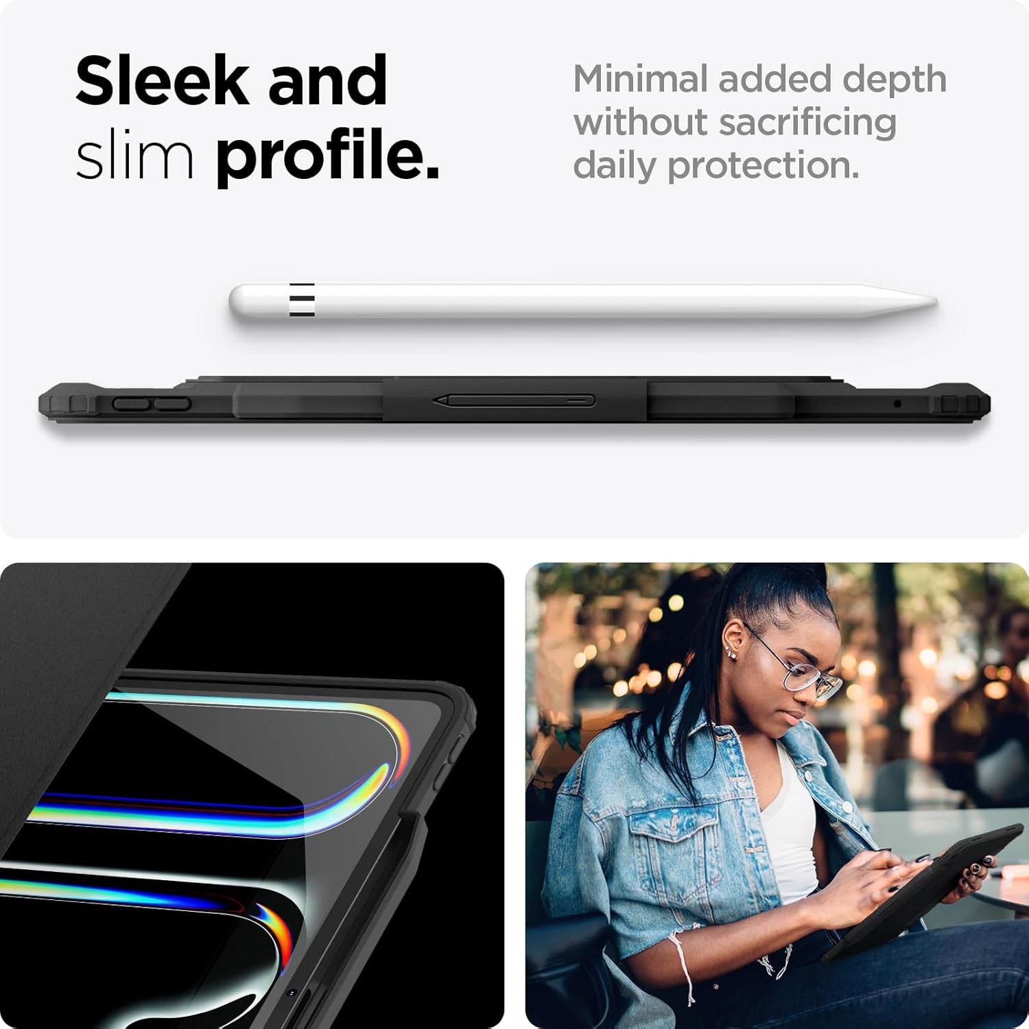 Spigen for iPad Pro 11 inch Case M5/M4 (2025-2024) with Detachable Magnetic Cover, Air Skin Pro Clear Transparent Back and Pencil Holder, Black - Image 7