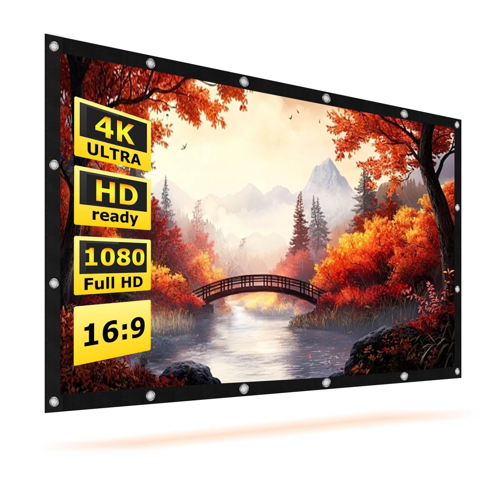 150/200 Pollici Lavabile Schermo for Proiettore for Home Theatre, 120 Pollici 16:9 HD Portatile Schermo di Proiezione Antirughe, Telo Proiettore for Esterni Interno(150in 16:9)