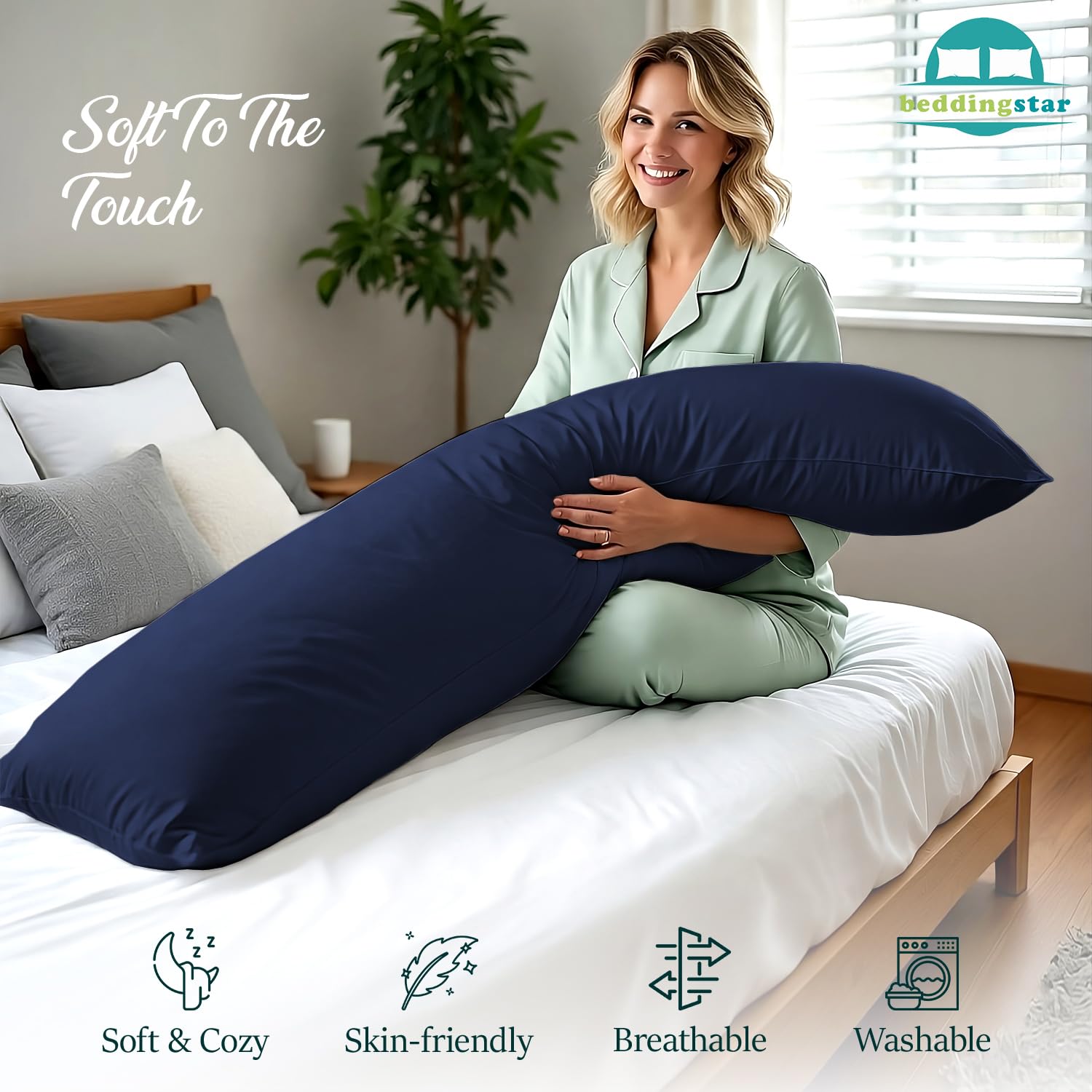 Warmstar - Funda De Almohada Corporal De Algodón De 600 Hilos, Funda De Almohada Corporal De 20