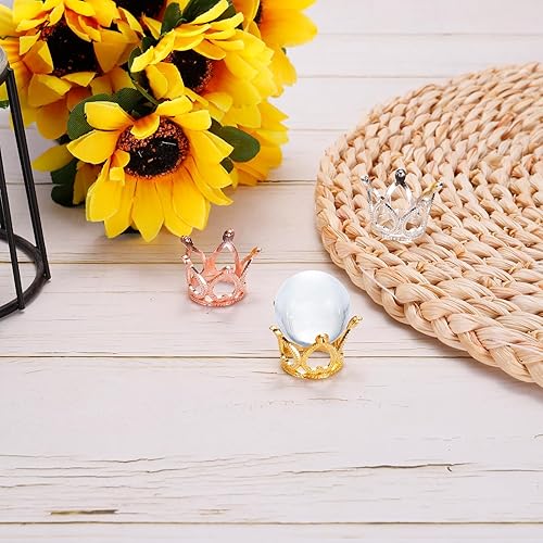 Miniatura 5 de MECCANIXITY Soporte de exhibición de bolas de cristal, soporte para huevos en forma de corona, soporte de bola de vidrio de aleación, 1.14 pulgadas,