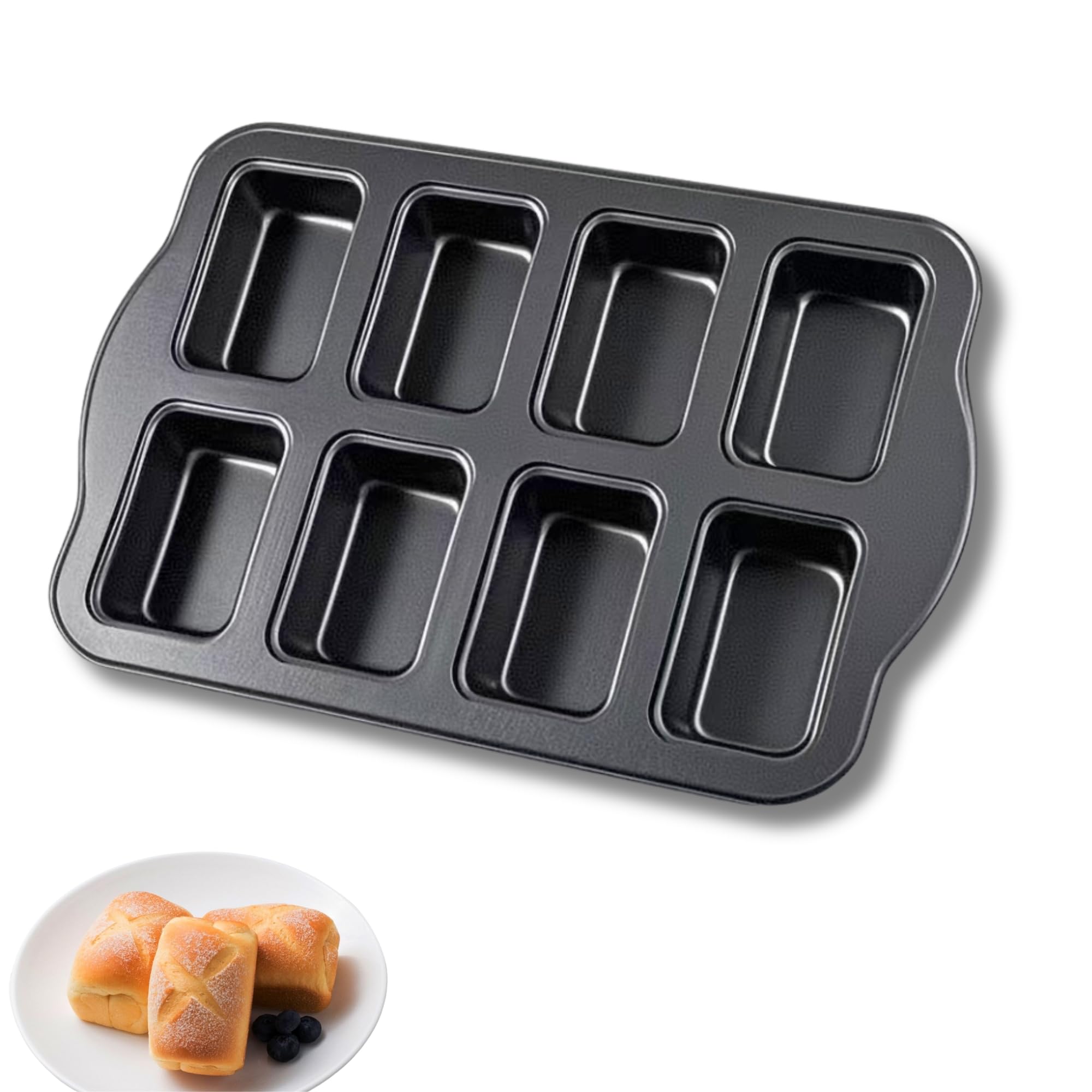 OlBuWa Mini molde para tartas, bandeja para tartas antiadherente, para 8 pasteles, forma de mini caja, molde rectangular pequeño, forma pequeña