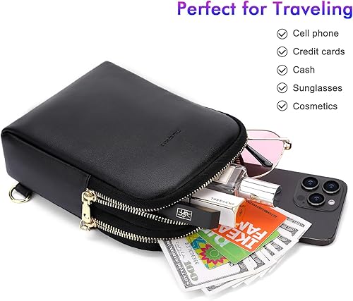 Miniatura 5 de nuoku Bolso bandolera para mujer - Pequeña cartera RFID y bolsa para teléfono celular