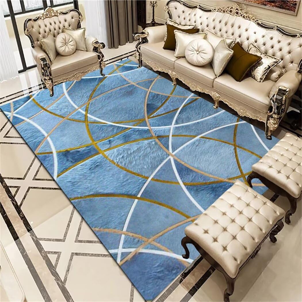 Tapis de chambre moderne non allergène bleu 70x140cm pour intérieur sain