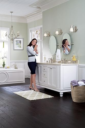 Miniatura 12 de Moen T4524BN Wynford - Grifo de baño de arco alto de dos manijas, níquel cepillado