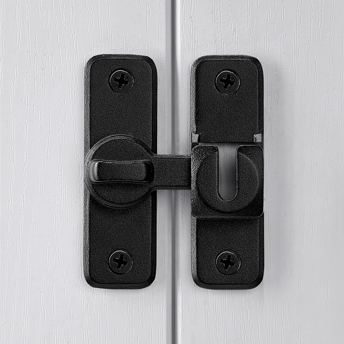 INIRET 3 Packs Matte Black 90/180 Degree Barn Door Latches,Flip Gate Latches Hardware,Zinc Alloy Door Lock Latch,Door Security Sliding Door Latch Lock for Cabinets,Bathroom, Barn & Garden