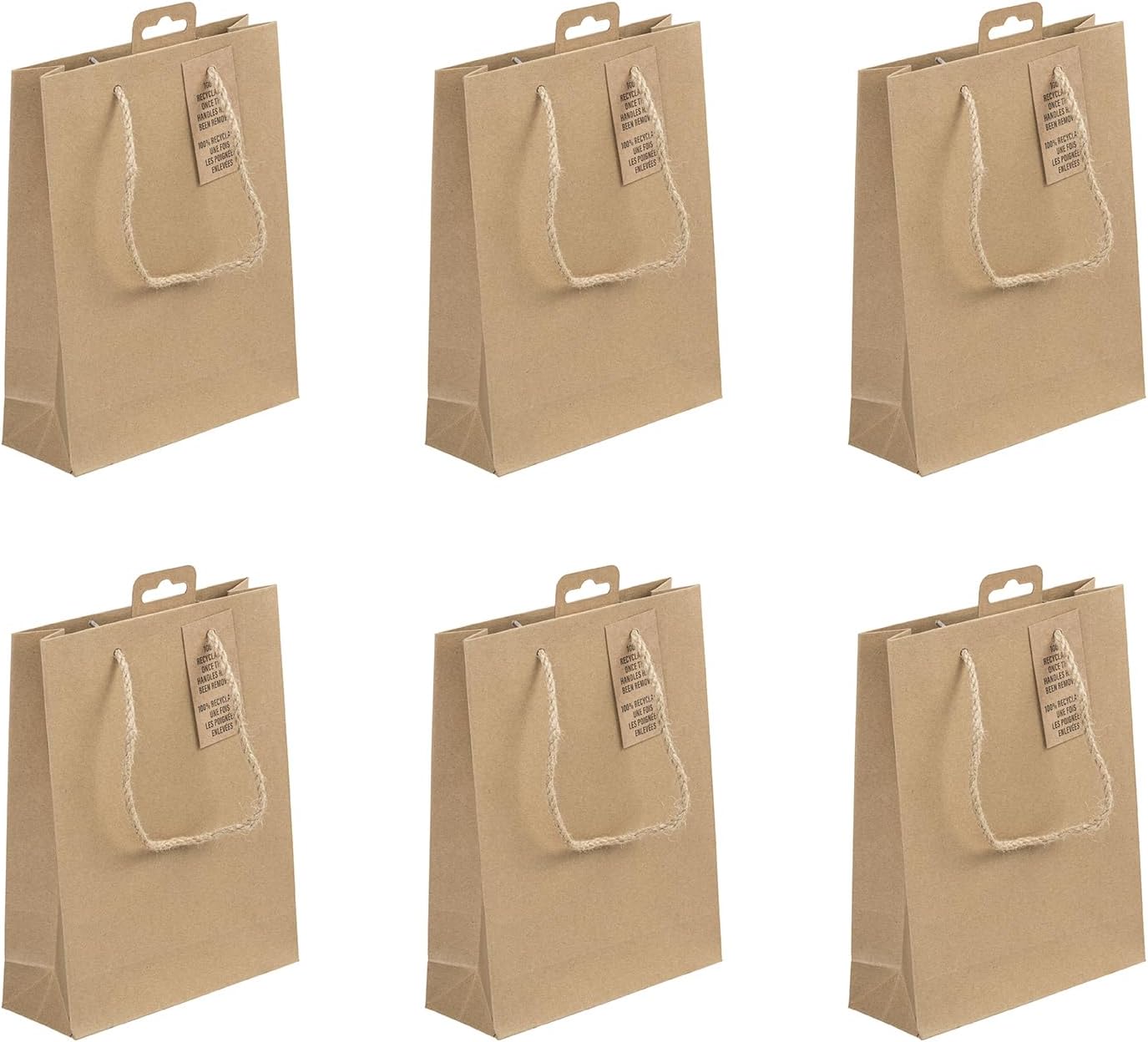Eurowrap 28800-0Cpack Pack of 6 Kraft Gift Bags Pocket Size 17 x 6 x 22 cm 210 g Kraft Gift Packaging Ideal for: Pocket Books, Small Gifts, Perfumes, Food