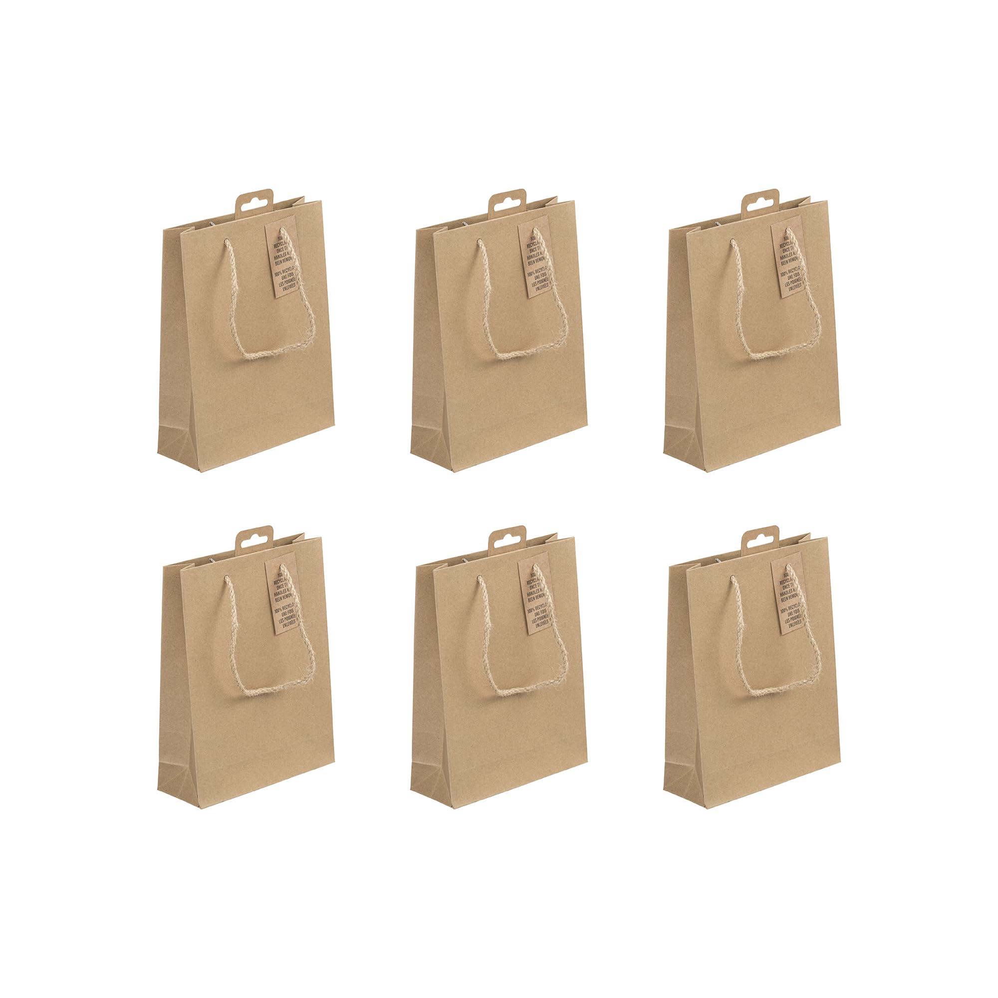 Clairefontaine 28800-0Cpack - Pack of 6 Kraft Gift Bags - Pocket Size - 17x6x22cm - 210g - Kraft Gift Wrapping, Packaging, Ideal for Book, Small Gifts, Perfume