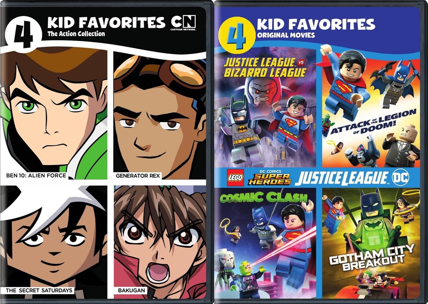 8 Kid Favorites Cartoon Network Dc Lego Collection - Ben 10 Bakugan Generator Rex Secret Saturdays Justice League