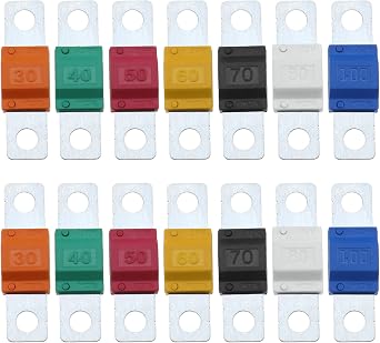 14PCS Midi Fuses 30/40/50/60/70/80/100Amp 32V Automobile Fuse Bolt-on Fuse for Marine Power System Electric Hybrid Vehicle Automobiles DC Motor Car Audio