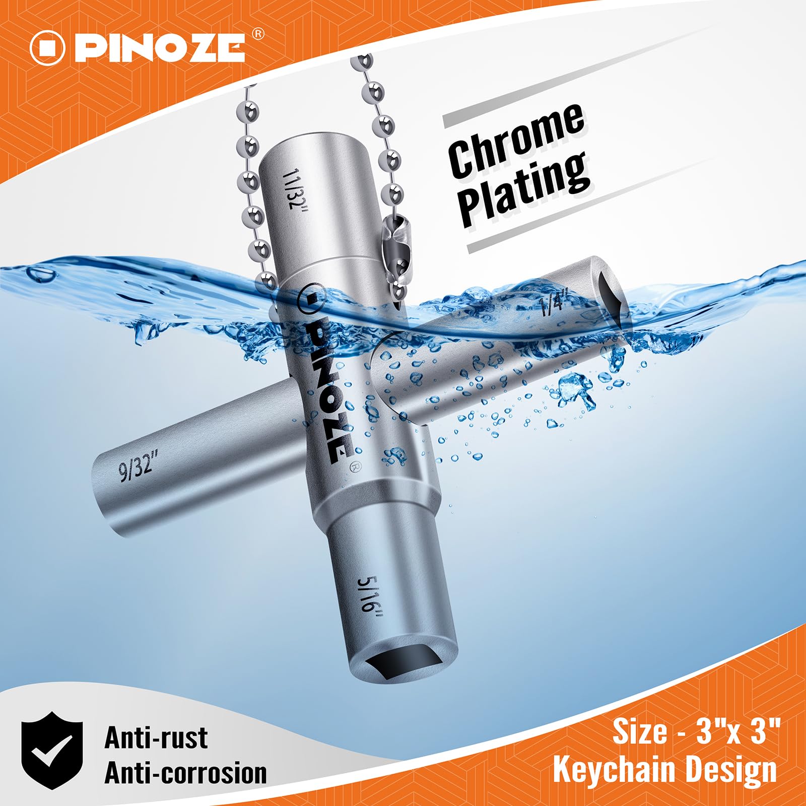 Pinoze 4 Way Sillcock Water Key, 1/4