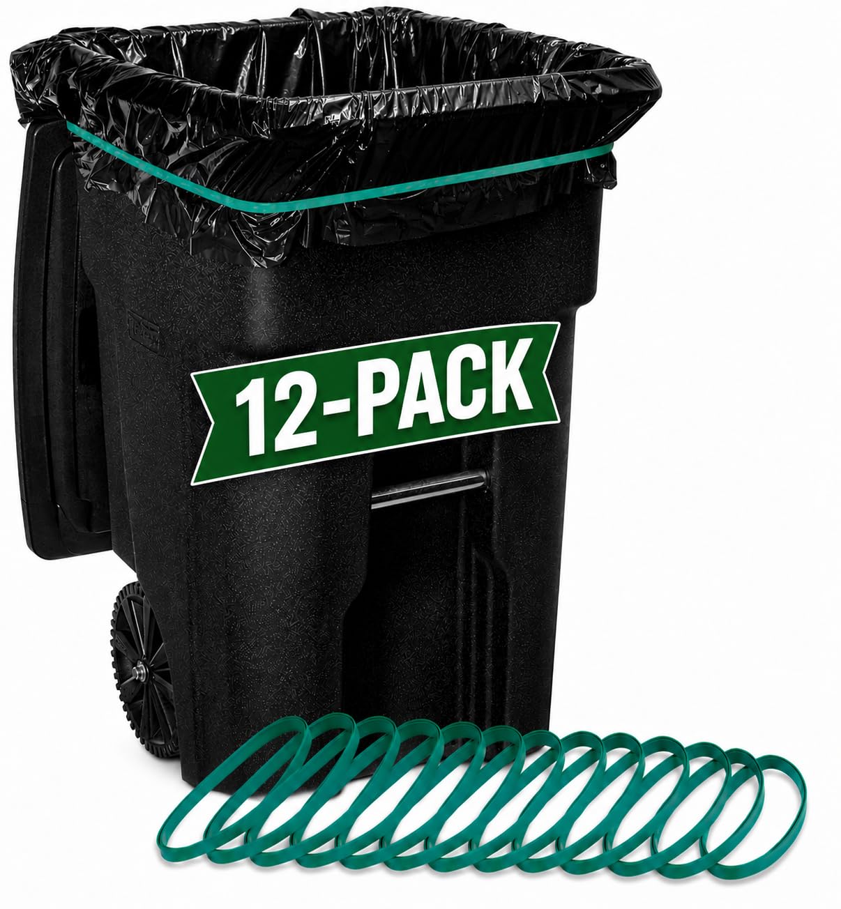Rubber Bands for 65 Gallon Trash Cans, 12 Count, Heavy Duty